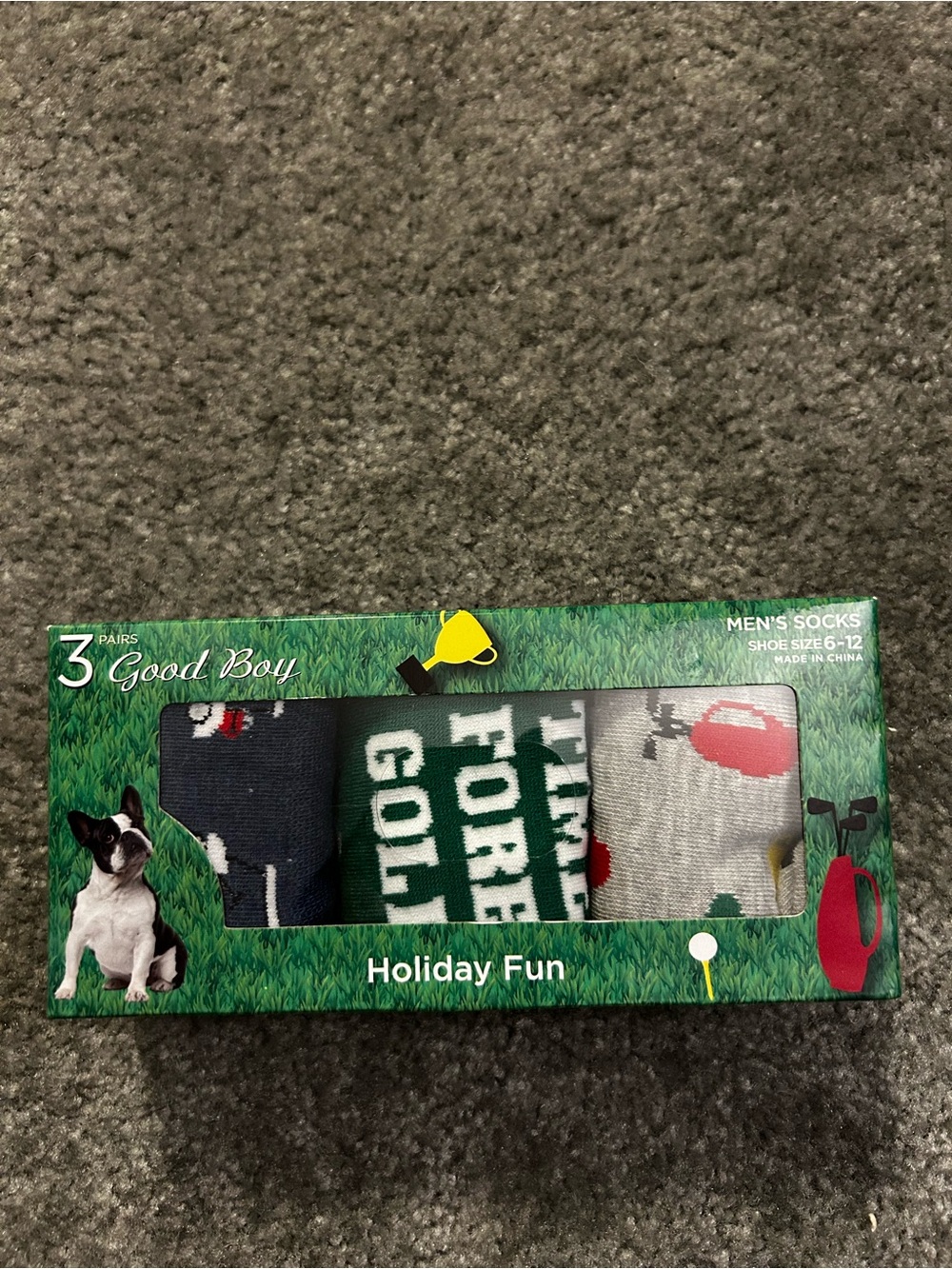 Holiday Fun Men's Golf Socks - Green, Gray, Navy - 3 Pack